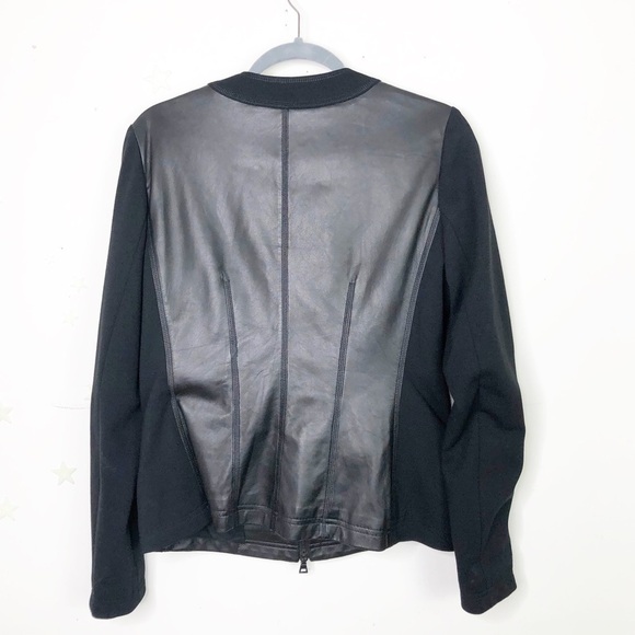 𝅺Ellen Tracy leather and fabric black moto jacket - Picture 2 of 12